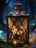 Enchanted Mushroom Lantern – Whimsigoth Forest Terrarium Decor, Celestial Botanical Decoupage Light