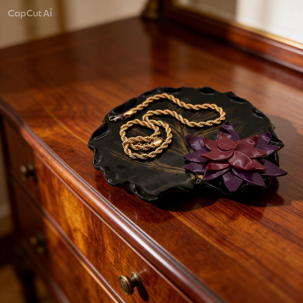 Lilly Pad Clay Trinket Dish with Flower