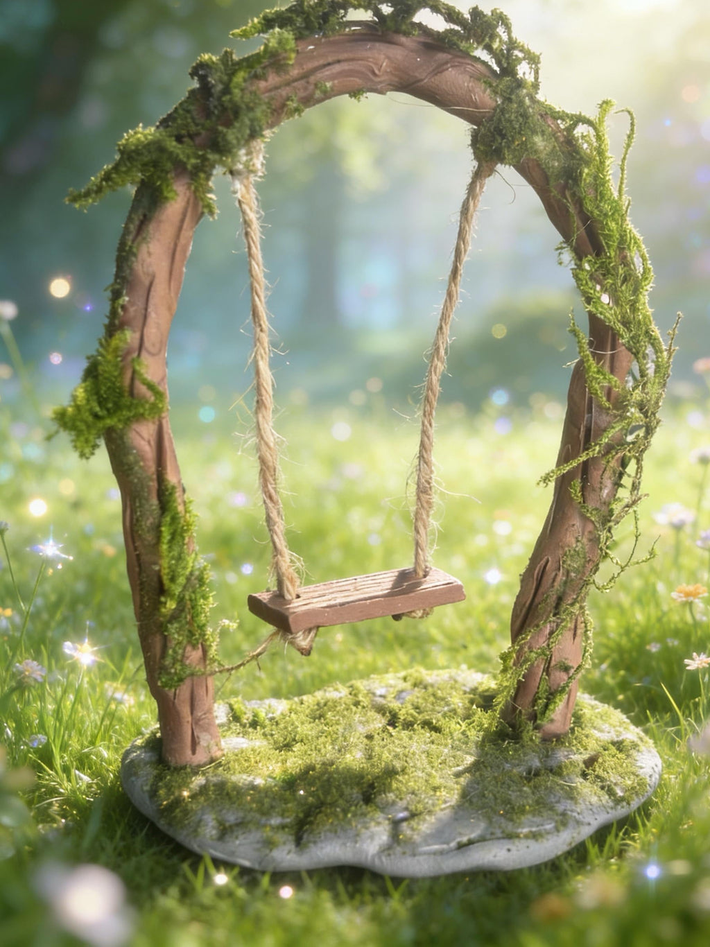 Clay Fairy Garden Swing: Whimsical Miniature Decor