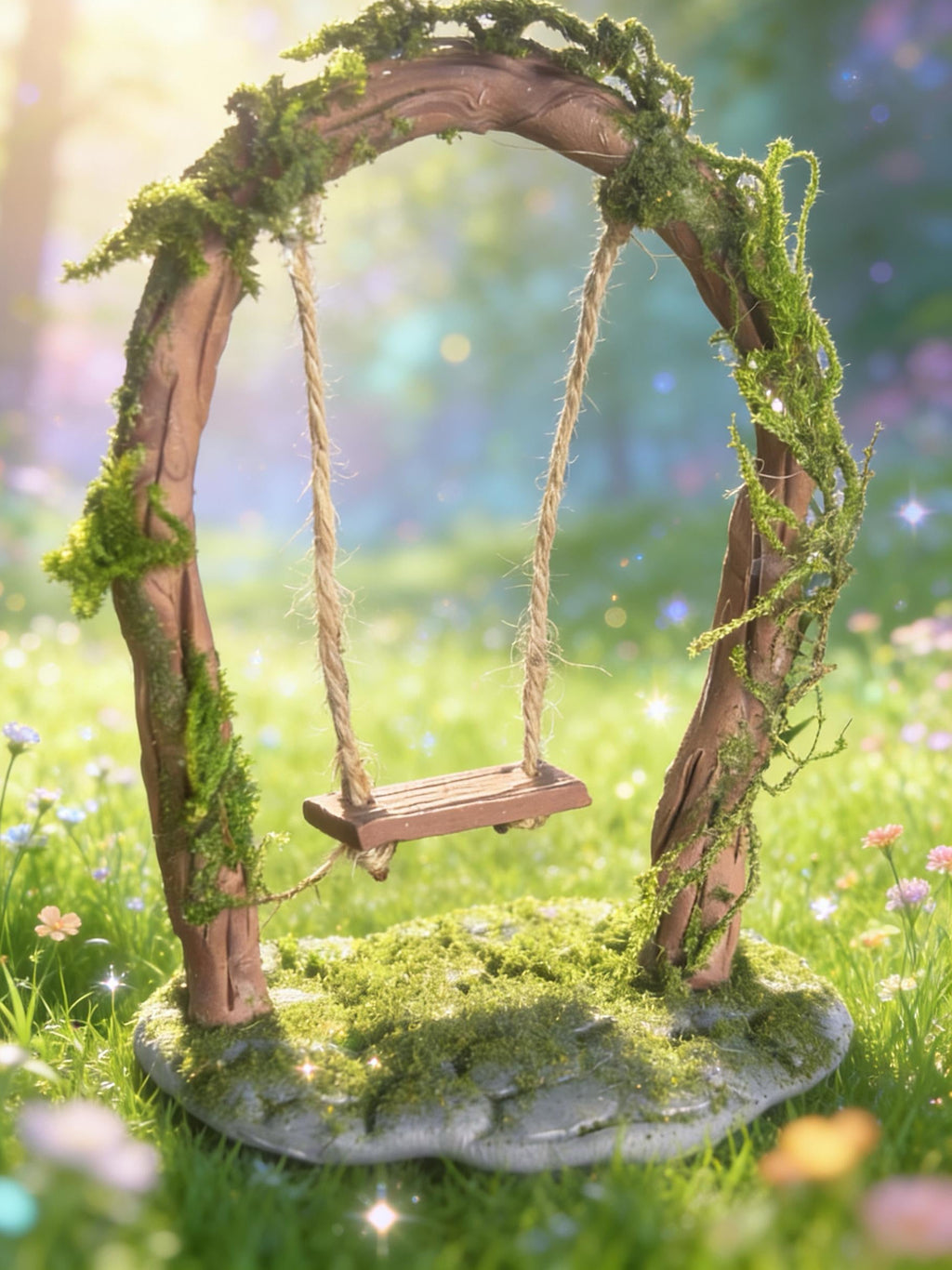 Clay Fairy Garden Swing: Whimsical Miniature Decor