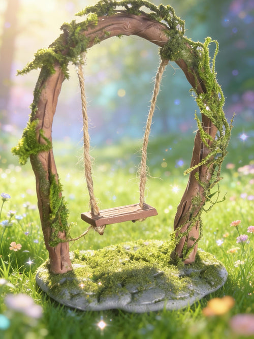 Clay Fairy Garden Swing: Whimsical Miniature Decor