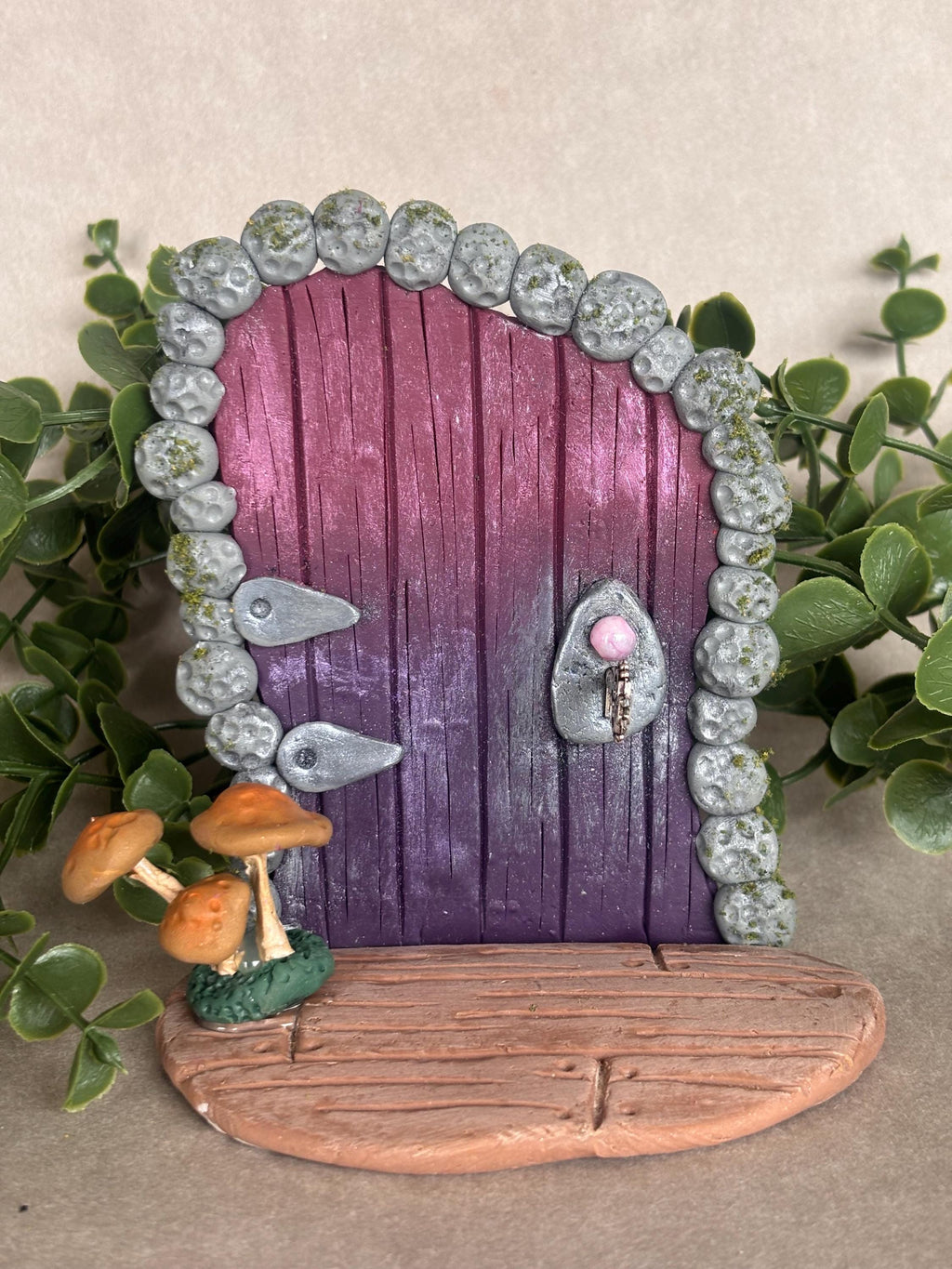 Purple Fairy Garden Door: Miniature Fairy House Outdoor Decor