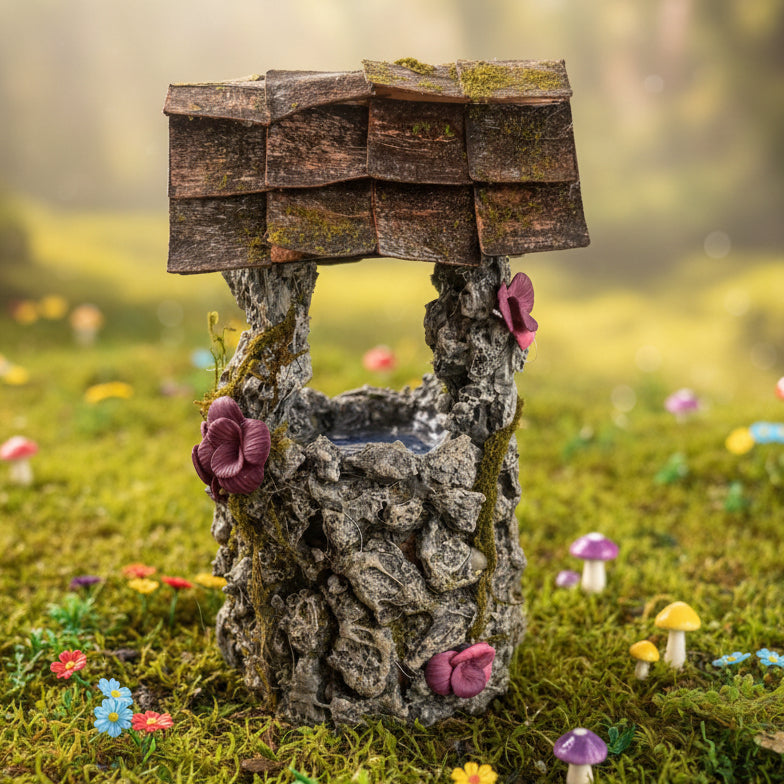 Fairy Garden Wishing Well: Miniature Mossy Garden Accessory
