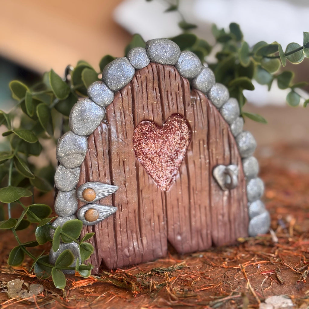 Fairy Garden Door with Heart: Whimsical Gnome House Decor