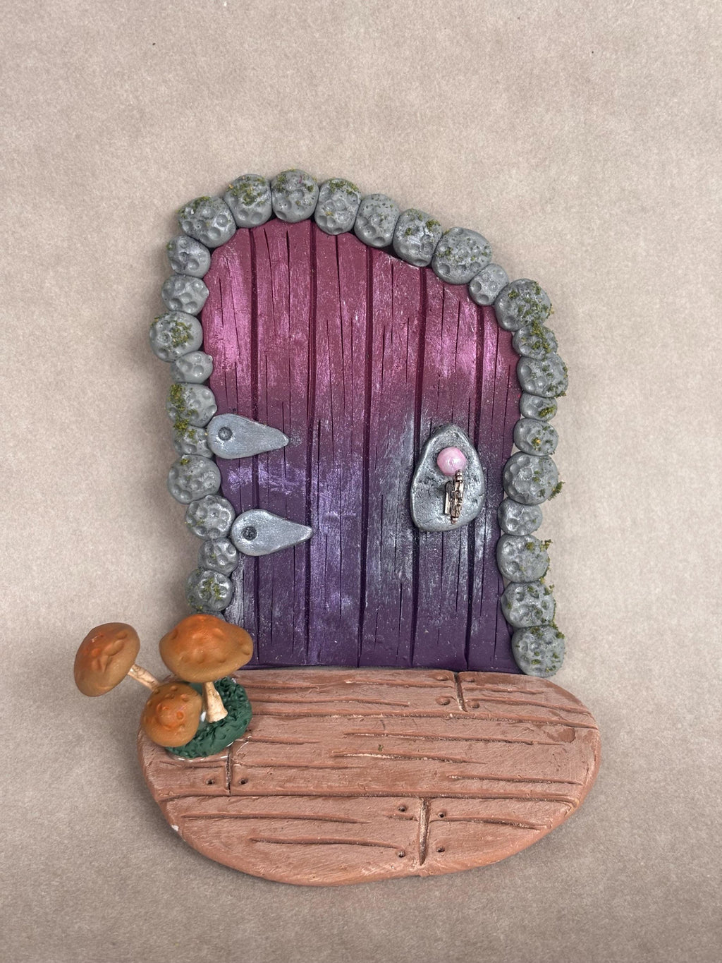Purple Fairy Garden Door: Miniature Fairy House Outdoor Decor