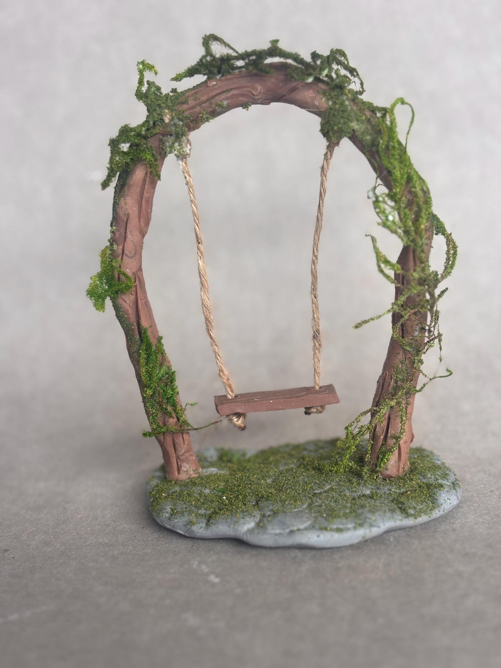 Clay Fairy Garden Swing: Whimsical Miniature Decor